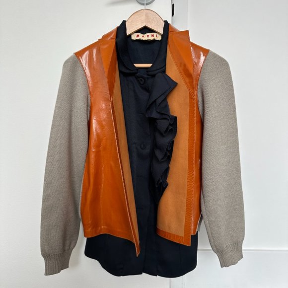 Marni - vintage navy ruffled blouse IT40 - Picture 5 of 6